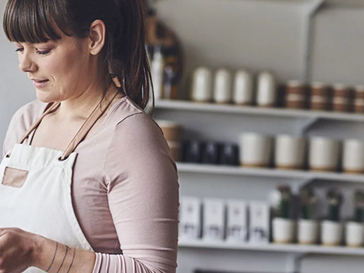 Small business owner using a tablet