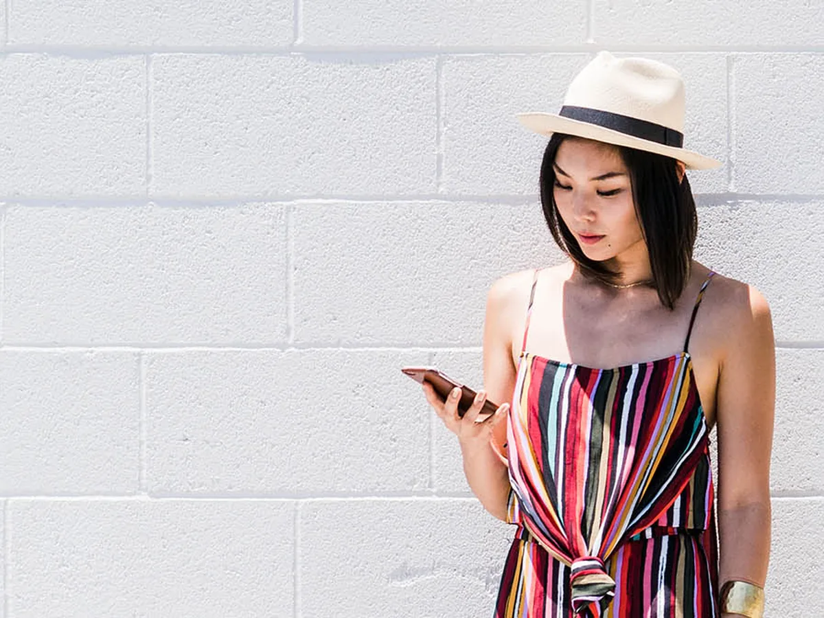 Customer using a mobile phone
